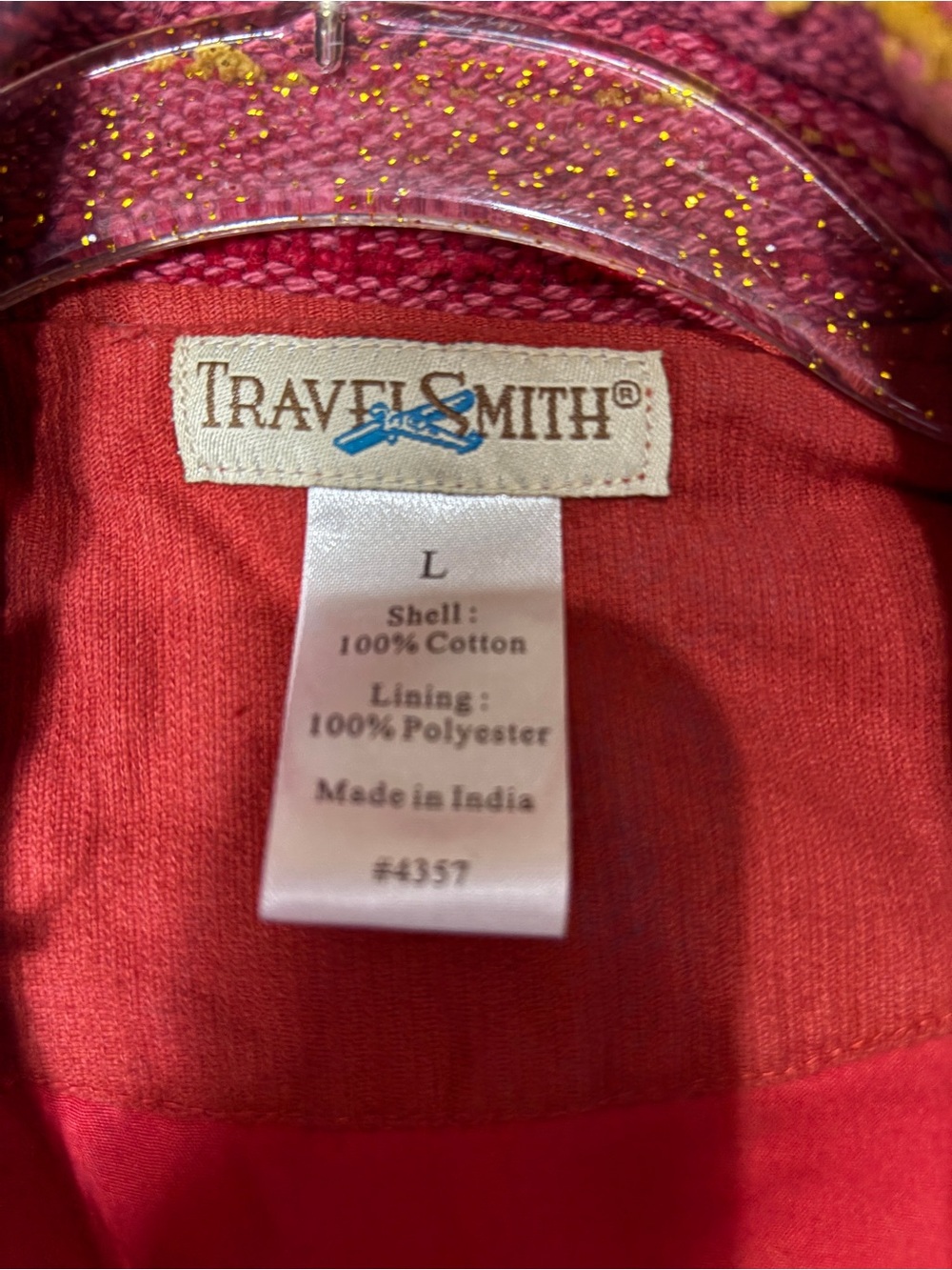 TravelSmith Multicolor Patchwork Jean Jacket - Red, Yellow, Teal, Orange, Pink - Picture 3 of 6